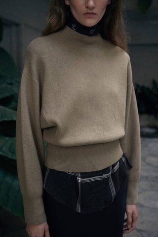 Pull-over oversize col montant - Gris clair