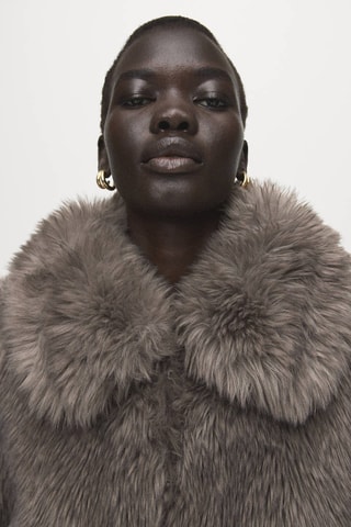 Veste fausse fourrure revers - Gris