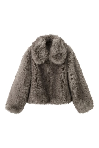 Veste fausse fourrure revers - Gris