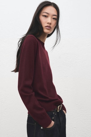 Pull en maille à col rond - Bordeaux