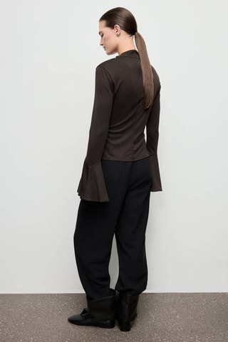 T-shirt ajusté avec manches cloche - Marron