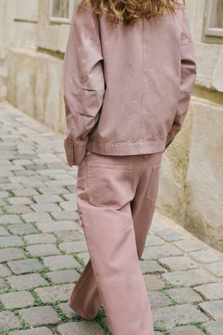Veste en jean col velours côtelé - Rose clair