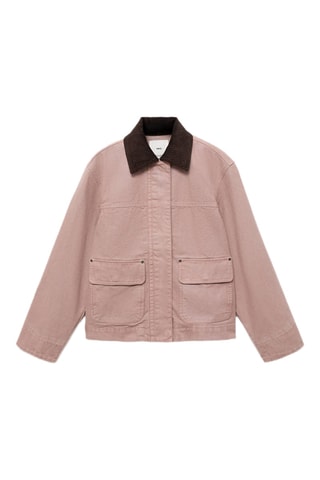 Veste en jean col velours côtelé - Rose clair