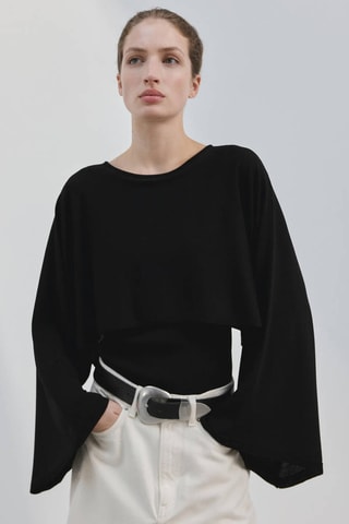 Cape maille col rond - Noir