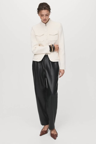 Pantalon taille élastique cuir synthétique - Noir