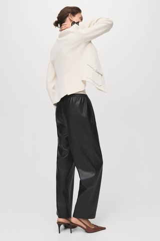 Pantalon taille élastique cuir synthétique - Noir
