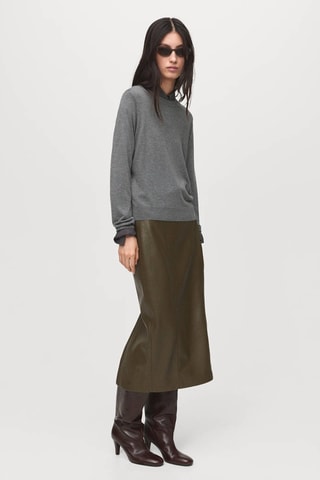Pull-over maille fine col rond - Gris chiné