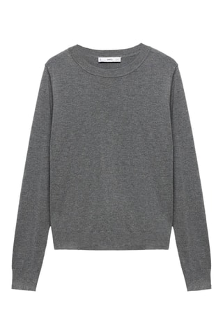 Pull-over maille fine col rond - Gris chiné