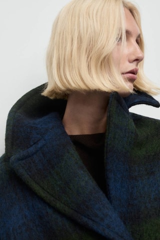Manteau à carreaux oversize - Bleu marine