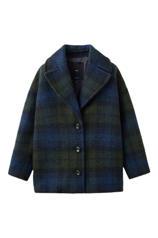 Manteau à carreaux oversize - Bleu marine