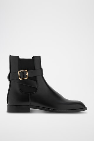 Bottines boucle empiècement élastique - Noir