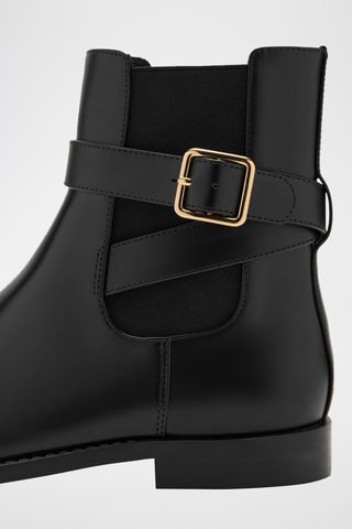 Bottines boucle empiècement élastique - Noir