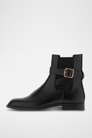 Bottines boucle empiècement élastique - Noir