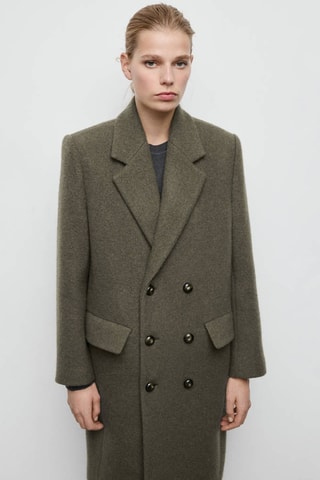 Manteau en laine à double boutonnage - Kaki