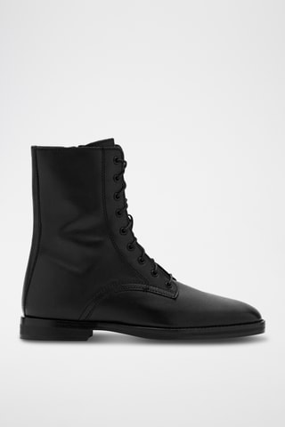Bottines cuir lacets - Noir