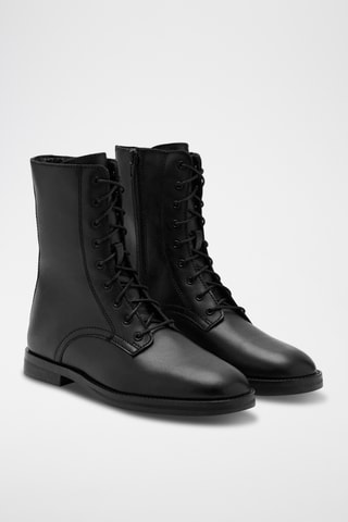 Bottines cuir lacets - Noir