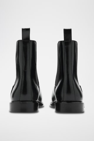Bottines en cuir à empiècements élastiques - Noir