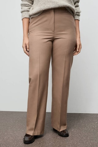 Pantalon de costume droit laine mélangée - Marron