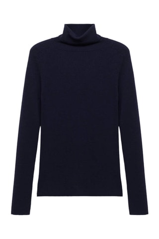 Pull-over à col montant en laine - Bleu marine