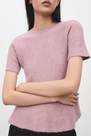 Pull péplum à manches courtes - Rose clair