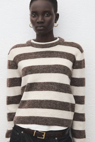 Pull-over en maille à rayures - Marron