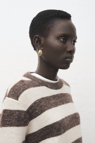Pull-over en maille à rayures - Marron