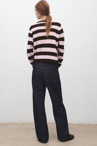 Pull-over en maille à rayures - Rose