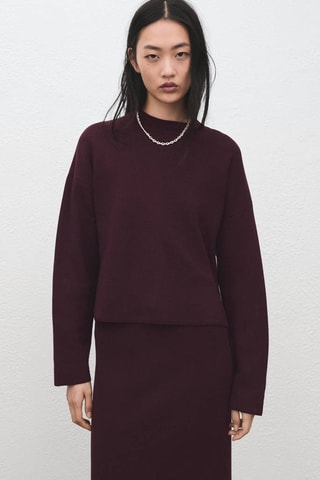Pull en maille à col rond - Bordeaux