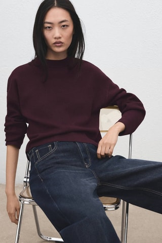 Pull en maille à col rond - Bordeaux