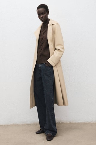Pull-over torsades col montant - Marron