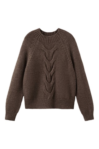 Pull-over torsades col montant - Marron