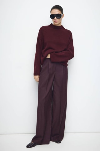 Pull-over maille col montant - Bordeaux