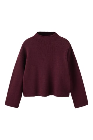 Pull-over maille col montant - Bordeaux