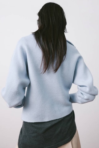 Pull-over maille col en V - Ciel