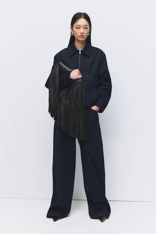 Jean wideleg taille haute rinse wash - Bleu