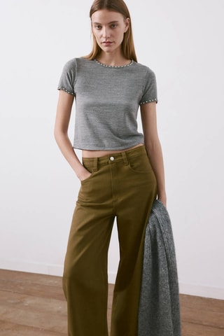 Pull-over maille clouté - Gris chiné