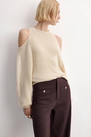 Pantalon droit boutons bijou - Bordeaux