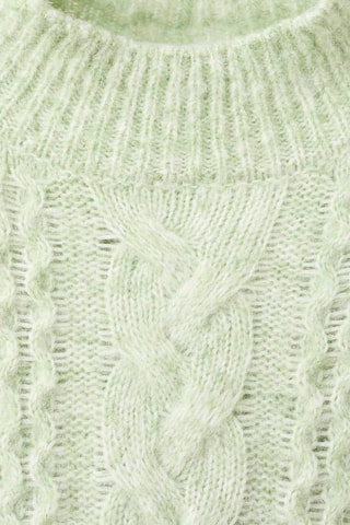Pull-over torsades col montant - Vert d'eau