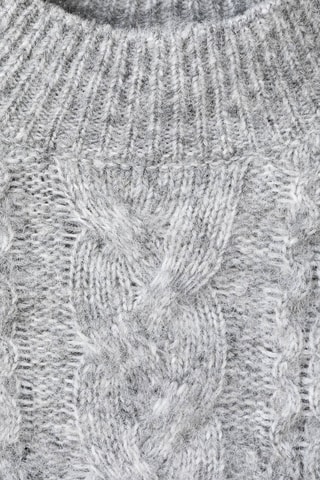 Pull-over torsades col montant - Gris chiné