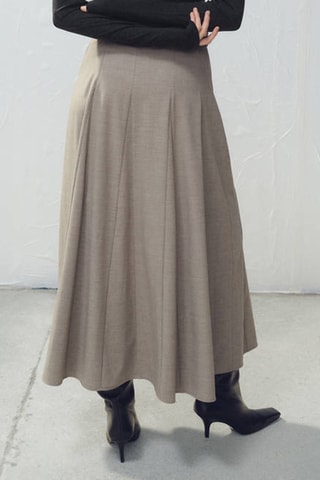 Jupe évasée à godets avec ceinture - Gris