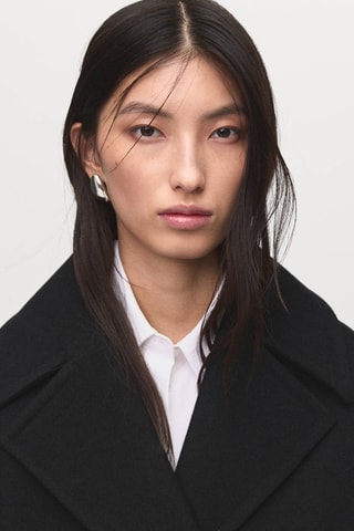 Manteau laine mélangée croisé - Noir