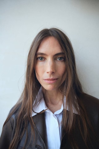 Veste cuir synthétique poches - Marron
