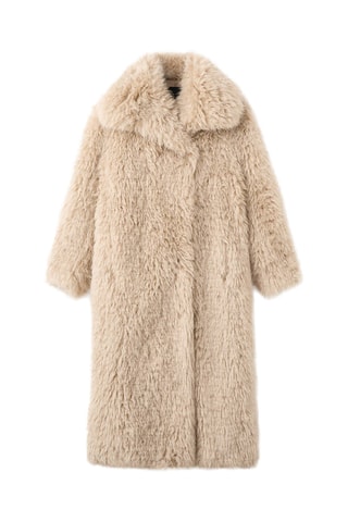 Manteau long fausse fourrure - Beige