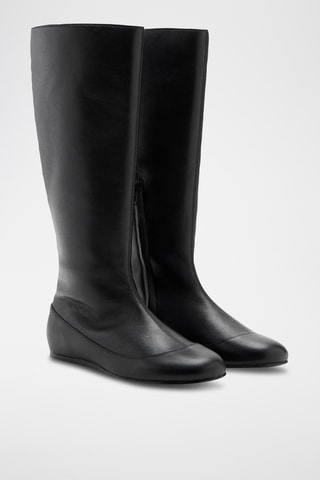 Bottes cuir design combiné - Noir