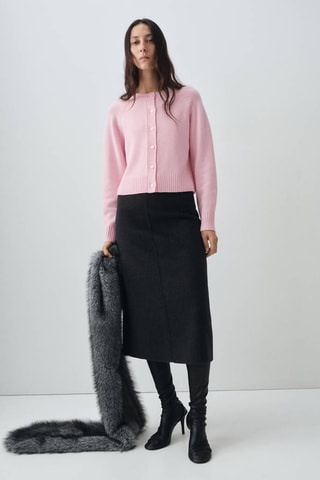 Cardigan en laine à grosse maille - Rose