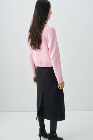 Cardigan en laine à grosse maille - Rose