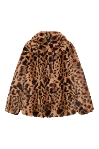 Manteau léopard fausse fourrure - Marron