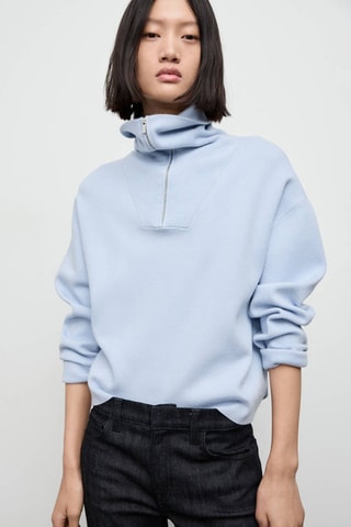 Pull col roulé zippé - Ciel
