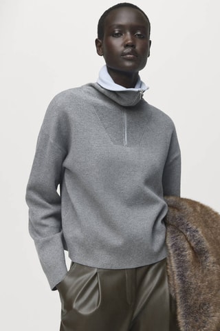 Pull col roulé zippé - Gris