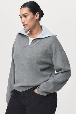 Pull col roulé zippé - Gris